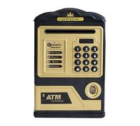 Qianly Alcancía para Niños, Dispositivo de Ahorro, Lata de Dinero, Modelo de Cajero Automático para Edades de 3 a 8 años, Oro, Individual