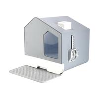 Qianly Arenero para Gatos con Tapa, Bandeja de Arena, Laterales Altos, Inodoro para Gatitos Resistente a Salpicaduras, Fácil de Limpiar. Diseño de Caseta de, Gris