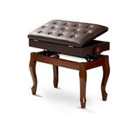 Qianly Banco Piano Doble Cómodo Asiento Resistente Taburete para Músicos, Casa, Nogal, Doble con Caja De Almacenamiento