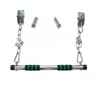 Qianly Barra Levantamiento Brazos Acero Inoxidable Acabado Espejo Barra Colgante Techo smontable para Interior, Barra De Dominadas Con Cadena De 1.5 Metros