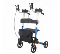 Qianly Bastón con Ruedas con Asiento y Bolsa Terapéutico Asiento y Ruedas Ligero Carrito Bastón para Ancianos, Azul, Moderno Minimalista