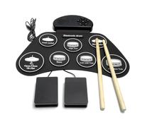 Qianly Batería Electrónica Compacto Batería Electrónica con Pedales Plegable Instrumento Musical para Principiantes, Niños, Casa, Ensayo, Versión En Inglés