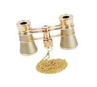 Qianly Binoculares Mini Elegantes 3x25 Prismáticos Portátiles de Aleación con Mango y Cadena Telescopio Pequeño para Visión Clara para Adultos y Niños, Oro