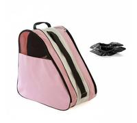 Qianly Bolsa para Patines Impermeable Bolsa para Patines en Línea Múltiples Compartimentos Accesorio Niños, Bolsa De Patinaje De Tres Capas Engrosada Rosa + Cubrezapatos, Rosado, Rosa