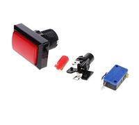 Qianly Botón Rectangular para Máquina de Arcade Pulsador de Juego Led Luz con Micro Palanca Plástico Metal Fácil de Instalar Adecuado para Salones de, Rojo