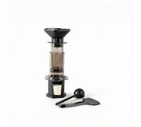 Qianly Cafetera Manual Transparente Negro Cafetera Manual Cilíndrica Base Cuadrada Kit Café Compacto para Encimera, Marrón