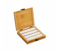 Qianly Caja Acuarela con Tapa Fibra Visible Caja Bambú Interior Compartimentado Paleta con Compartimentos Removibles, Caja De Madera Con Hebilla Cuadrada, 24 Compartimentos