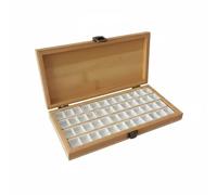 Qianly Caja Acuarela con Tapa Fibra Visible Caja Bambú Interior Compartimentado Paleta con Compartimentos Removibles, Caja De Madera Con Hebilla Cuadrada, 48 Compartimentos