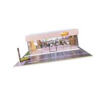 Qianly Caja Organizadora de Modelos de Coches para Miniaturas Vitrina con Luz Y Escena Micro Paisaje Material Resistente Acrílico; Adecuada para Entusi, Hamburguesería