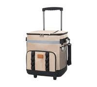 Qianly Carro Térmico con Ruedas Bolsa Enfriadora con Asa Extensible Aislante Tela Resistente Bolsillo Apto para Almacenaje de Fiestas, Caqui