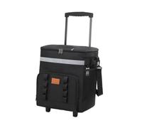 Qianly Carro Térmico con Ruedas Bolsa Enfriadora con Asa Extensible Aislante Tela Resistente Bolsillo Apto para Almacenaje de Fiestas, Negro