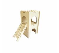 Qianly Casa de Madera para Hámster Resistente a Mordeduras Escondite de Madera para Hámster Superficie Pulida, Vigía Acanalado
