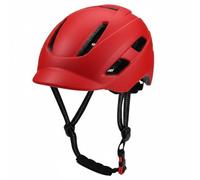 Qianly Casco de Bicicleta Casco Cascos Protector Sombrero con Luz Trasera Recargable USB Correas y Hebilla en Barbilla Ventilación Continua PC Adecuado para, Rojo, L 57-61CM