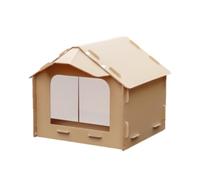 Qianly Caseta Alimentación Resistente a la Intemperie Refugio Sobrelevado Comero para Exterior, con Cortina De Puerta Impermeable