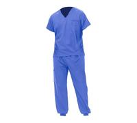 Qianly Conjunto de Ropa de Trabajo para Hombres, Camiseta Y Pantalones, Uniforme para Enfermería, Azul claro S