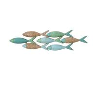 Qianly Decoración Pared Peces Acabado Pintado Escultura Pared Peces Retro Motivo Marino Decorativo 3D para Comedor, 61.5CM X 16CM, style to 2
