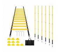Qianly Escalera de Entrenamiento Velocidad, Conjunto De Entrenamiento De Agilidad Con Escalera, Conos Y Postes Amarillos