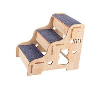Qianly Escalera para Perros Escalones Animales Gatos Madera Antideslizante Alfombra Instalación Rápida Adecuada para Perros Pequeños Gatos Ancianos Camas, 3 Pasos