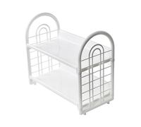 Qianly Estante Organizador de Escritorio, Soporte para Libros, Capacidad Amplia, Diseño Funcional, Dos Niveles, Ideal para Artículos de Tocador Y Baño, Blanco, tal como se describe