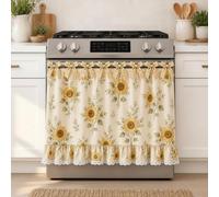 Qianly Faldón Horno Rústica, J Girasoles, 78 × 55 Cm | Estilo Granja, Cubierta Estufa, Rústico, faldón Estufa, para Cocina