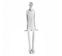 Qianly Figura Repisa Acabado Plateado Estatua Decorativa Diseño Moderno Adorno del Hogar, Chico De Pie