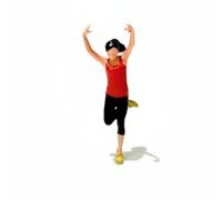 Qianly Figuras 1:64 Alta Precisión Figuras Pintadas a Mano Resistentes Mini Individuos Realistas para Modelistas, Vitrina, Mujer De Yoga De Pie sobre Una Pierna con Camiseta Roja