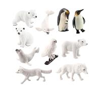 Qianly Figuras Realistas de Animales árticos, Pequeños Juguetes de PVC con Animales árticos para Decorar Pasteles, Regalos de Cumpleaños, 10 Piezas