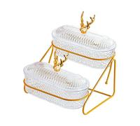 Qianly Frutero de Dos Niveles Portafrutal Bandeja Organizadora Soporte para Postres Exhibidor de Verduras Material Ligero Adecuado para Sala de Estar Cocina, Alce Claro, Individual