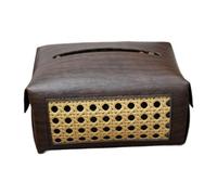 Qianly Funda para Caja de Pañuelos Soporte Portapañuelos Organizador Contenedor de Lujo de Piel Sintética con Estilo Moderno Adecuado para Hogar Baño Y Mostr, Marrón Oscuro, Individual