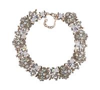Qianly Gargantilla de Cadena Gruesa con Diamantes de imitación para Mujeres y niñas, Regalo de cumpleaños, Babero, Blanco