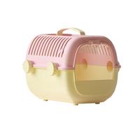 Qianly Jaula para Hámster Portátil Transportadora con Botella de Agua Y Caja Multifuncional de PP Ventilación Eficiente Y Asa Práctica para Animales Pequeños, Rosa Amarillo