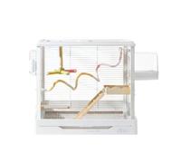 Qianly Jaula para Pájaros Jaula Rectangular Jaula de Aves Pajarera Pajarera Interior con Construcción de Hierro y Ventilación y, Array, Blanco, Paquete De Actualización