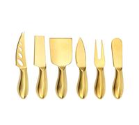 Qianly Juego de Utensilios de Acero Inoxidable para Queso: de Queso, Cubiertos para Pasteles, Utensilios de Cocina, 6 uds Dorado
