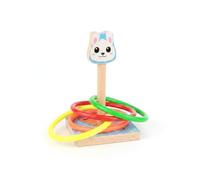 Qianly Juego Lanzamiento Anillos, Juguete Madera para Niños 4-6 Años, Base Animal, Juegos Exterior, Conejo
