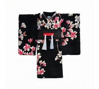 Qianly Kimono Muñeca Estilo Japonés Kimono Miniatura Tradicional Asiático Indumentaria Decorativa , Negro con Flores Rosas