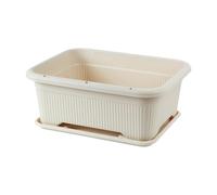 Qianly Maceta para Flores Y Verduras, Decoración para Porche, 28 L, Interior, Exterior, Balcón, Patio, Rectangular, Contenedor para Jardín, Plantas Y Flores, Blanco