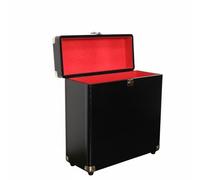 Qianly Maletín para Discos de Vinilo de 12 Pulgadas Gran Capacidad Caja de Almacenamiento para Discos de Vinilo Portátil para DJs, Viaje, Negro+Rojo