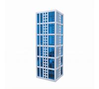 Qianly Maqueta Edificio con Ventanas a Escala Molo Arquitectónico en Miniatura Dioramas para Aficionados Al Molismo, 1/300, Edificio De Ventanas Cuadradas Blanco Puro con Lámina Azul