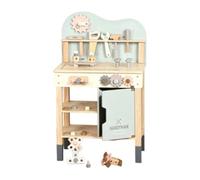 Qianly Mesa de Herramientas de Madera Multifuncional Banco Trabajo Infantil Madera Montaje y Desmontaje Banco Trabajo Infantil para Niños, Niñas, Casa, Azul Brumoso