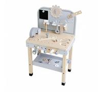 Qianly Mesa de Herramientas de Madera Multifuncional Banco Trabajo Infantil Madera Montaje y Desmontaje Banco Trabajo Infantil para Niños, Niñas, Casa, Gris