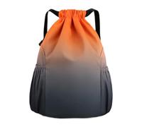 Qianly Mochila con cordón, Bolsa de Gimnasio, Bolsa de Almacenamiento para Baloncesto, Mochila con cordón Resistente al Agua, con Cierre de cordón para, Naranja Gris