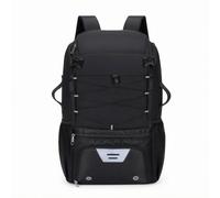 Qianly Mochila Nailon Correas Acolchadas Mochila Rectangular Bolsillo Frontal con Cremallera Bolsa Gimnasio Cuerda, Negro, Negro