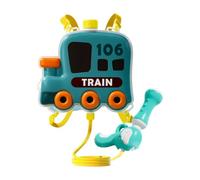 Qianly Mochila Rociadora de Agua Infantil con Diseño de Dibujos Accesorios de Juego Funcionamiento Manual Tipo Empuje Correa Ajustable Adecuada para Juegos E, Tren