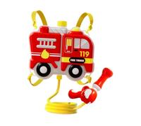 Qianly Mochila Rociadora de Agua Infantil con Diseño de Dibujos Accesorios de Juego Funcionamiento Manual Tipo Empuje Correa Ajustable Adecuada para Juegos E, Camión de Bomberos