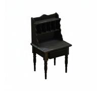 Qianly Mueble Miniatura Casa Muñecas Superficie con Aspecto Maderado Escritorio Miniatura Realista Escritorio con, Negro