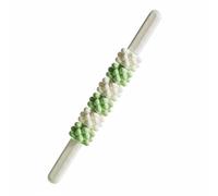 Qianly Palo de Masaje Sensorial Infantil Dureza Shore 36 Rodillo Muscular para Niños, Bebés, Blanco Y Verde, Mango Plano De Seis Bolas