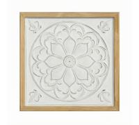 Qianly Panel Ornamental con Relieve Floral Europeo 3D Panel Cuadrado Pared con Roseta Central Compacto para Recibidor, Comedor