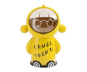 Qianly Papelera Explorador Morno Mini Papelera con Tapa Infantil Basurero para Estudiantes, Yellow
