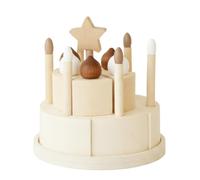 Qianly Pastel Cumpleaños Madera Artículo Infantil Desmontable Tarta Juguete Madera Base Redonda para Niños , Pastel De Crema De Madera De Tilo con Estrella Doble Capa