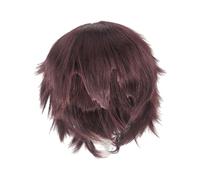 Qianly Peluca de Cosplay, Peluca de Disfraz, Peluca Básica de Moda Resistente Al, Peluca Completa, Peluca Corta para Actividades, Disfraz, Fiesta Temát, marron oscuro
